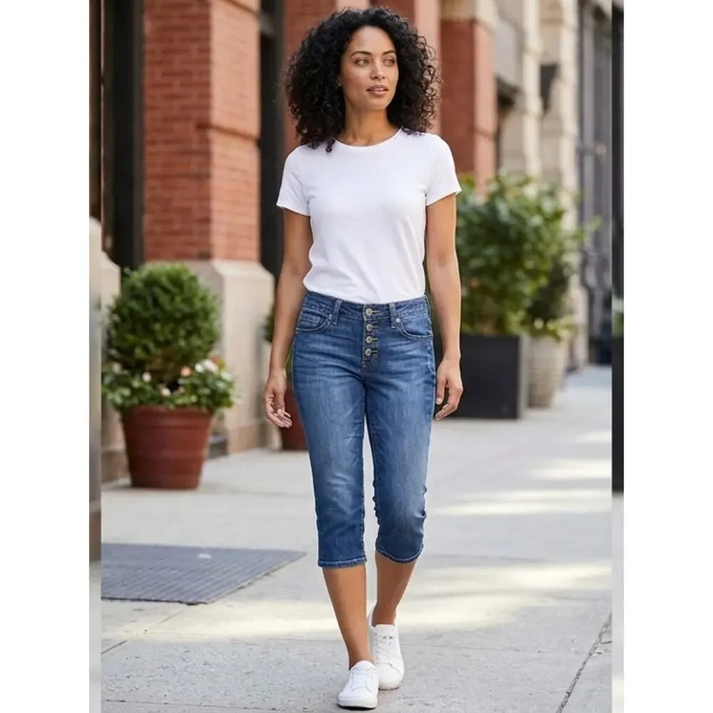 Guess A6140 Cotton Blend Blue Capri Stretch Jeans Women Size 23